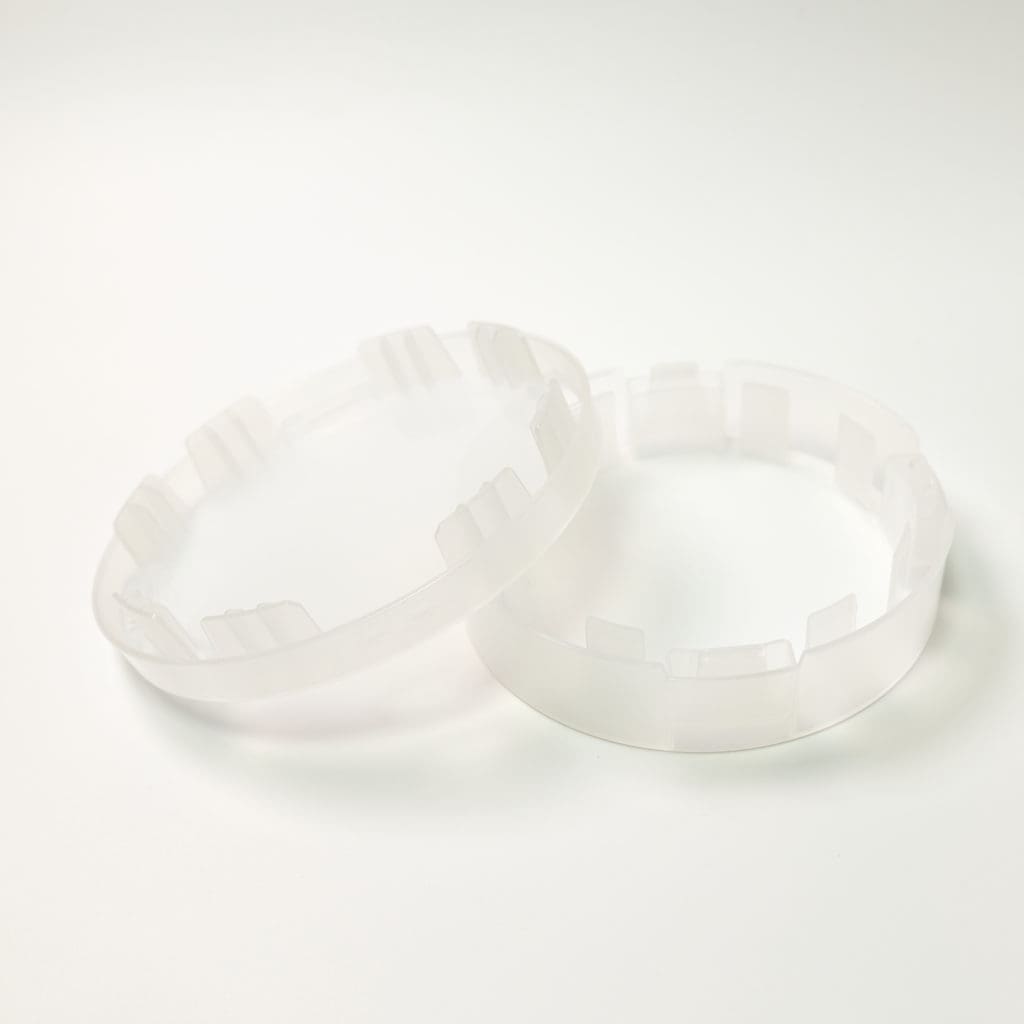 Two eLX Fixed Height Ring Separators showing the self-stacking edge-support design