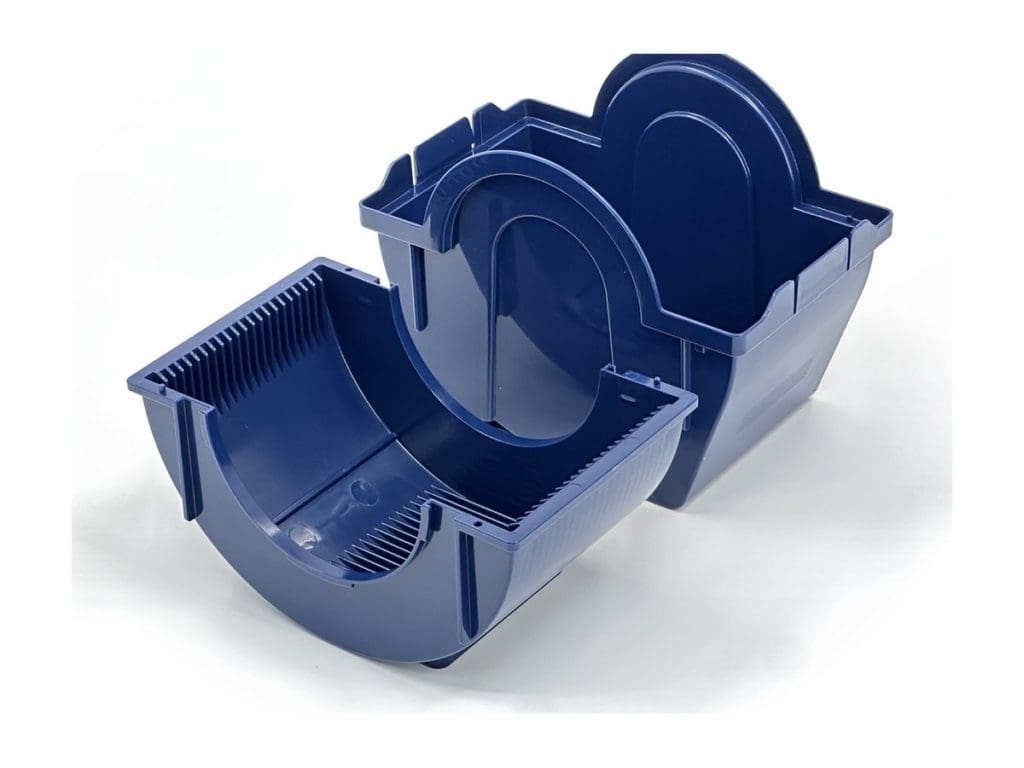 eGBX round glass shipper, open base and cover with slots