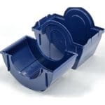 eGBX round glass shipper, open base and cover with slots